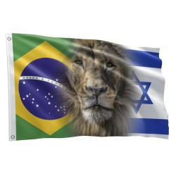 Bandeira Israel Brasil e Leão de Judá 1,50 X 0,90 M