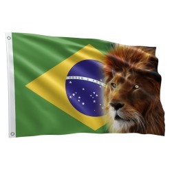 Bandeira Do Brasil e Leão de Judá Grande 1,50 X 0,90 M