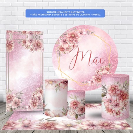 Trio Capas Cilindro + Painel + Lateral e Tapete Dia das Mães