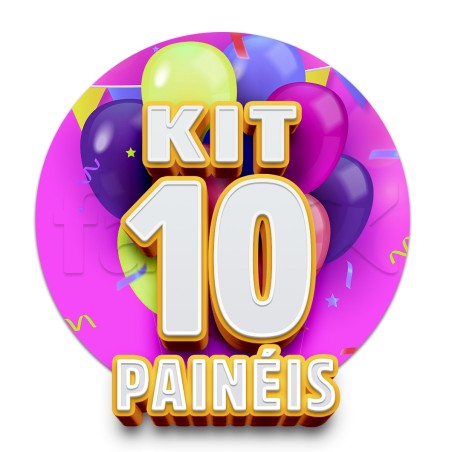 Painel Redondo de Festa - Tecido 1,30x1,30m - Kit C/10unds