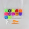 Kit Pulseira Fábrica Elásticos Silicone Maleta Loom Band Miçangas 600 pçs C/ Manual