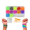 Kit Pulseira Fábrica Elásticos Silicone Maleta Loom Band Miçangas 540 pçs