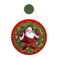 Placa Enfeite Porta Guirlanda Decorativa MDF Adesivado Natal Papai Noel Presépio 25cm