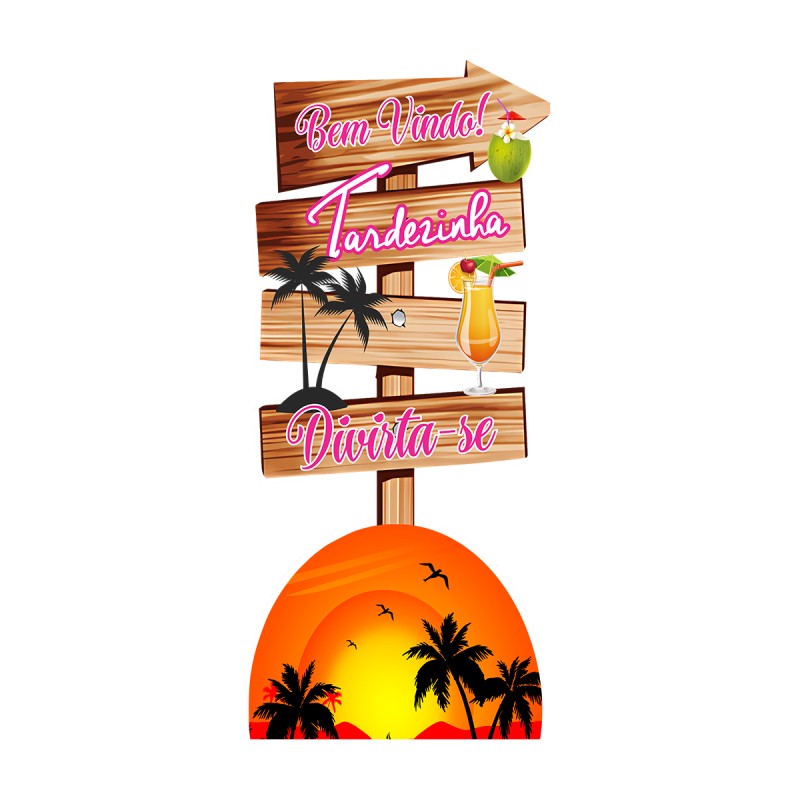 Totem Placa Display MDF Adesivado Pézinho Tardezinha Setas 65cm