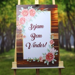 Placa Bem Vindos Decoração Eventos MDF Adesivado 40x60cm