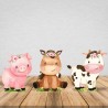 Kit 3 Totens Display MDF Adesivado Fazendinha Rosa Menina 50cm