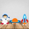 Kit 06 Totens Display MDF Adesivado Pézinho Astronauta Menino e Dinossauros 25cm