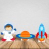 Kit 06 Totens Display MDF Adesivado Pézinho Astronauta Menino e Fazendinha 25cm