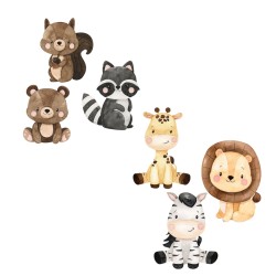 Kit 06 Totens Display MDF Adesivado Pézinho Bosque Encantado e Safari 25cm
