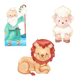 Kit 3 Totens Display MDF Adesivado Decoração Festa Pézinho Arca de Noé 25cm