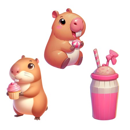 Kit 3 Totens Display MDF Festa Decoração Adesivado Pézinho Capivara