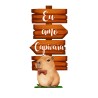 Totem Placa Display MDF Adesivado Pézinho Capivara Decoração Festa Setas 65cm