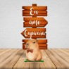 Totem Placa Display MDF Adesivado Pézinho Capivara Decoração Festa Setas 65cm