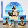 Trio Capas Cilindros + Painel Redondo 1,50m Tu és Pedro Jesus Criança