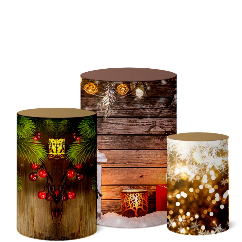 Trio Capas Cilindro + Painel Redondo 1,50m Natal