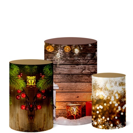 Trio Capas Cilindro + Painel Redondo 1,50m Natal