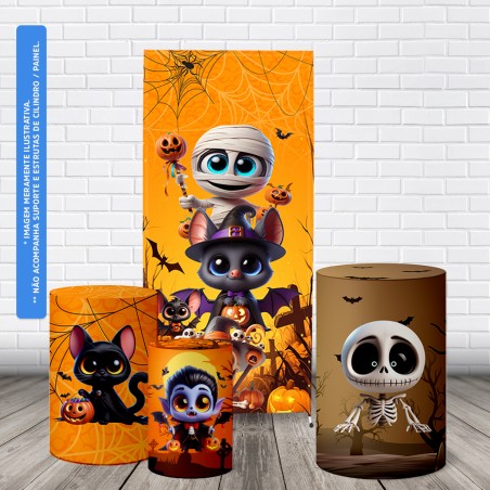 Trio Capas Cilindro + Painel Lateral Romano Halloween