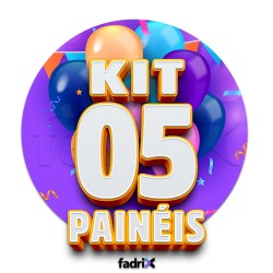 Painel Redondo de Festa - Tecido 1,50x1,50m - Kit C/5unds