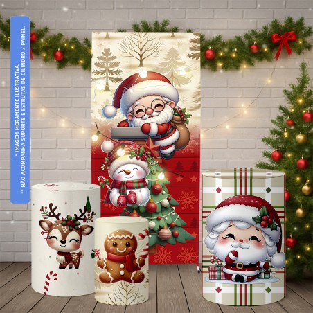 Trio Capas Cilindro + Painel Lateral Romano Natal