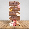 Totem Placa Display MDF Adesivado Pézinho Fazendinha Decoração Festa Setas 65cm