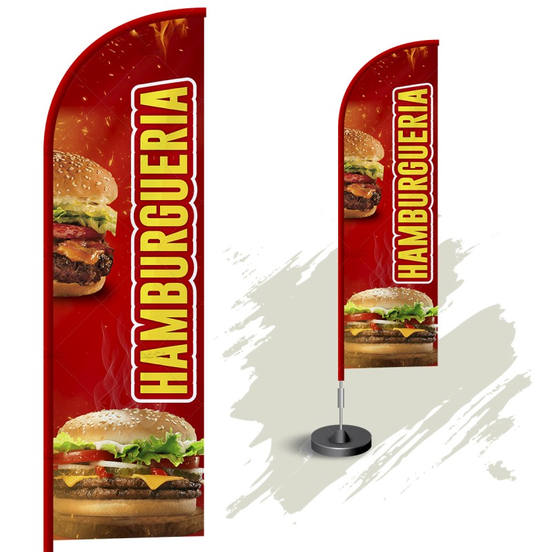 Wind Banner Completo 3mt Hamburgueria M2