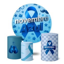 Trio Capas Cilindro + Painel Redondo 1,50m Novembro Azul