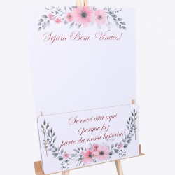 Placa Caixa Floreira Bem Vindos Decoração Eventos MDF Adesivado 40x60cm