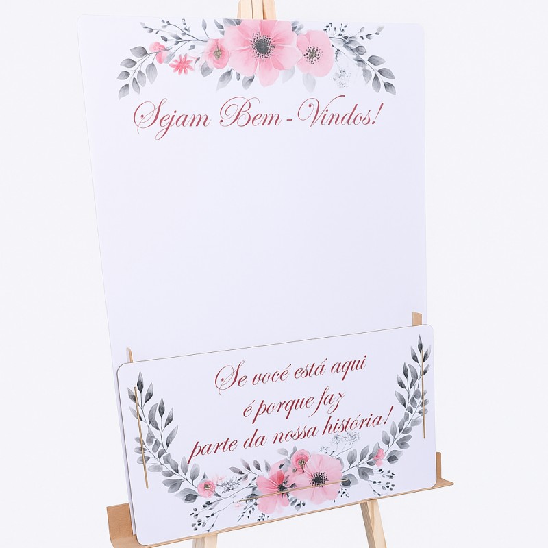 Placa Caixa Floreira Bem Vindos Decoração Eventos MDF Adesivado 40x60cm