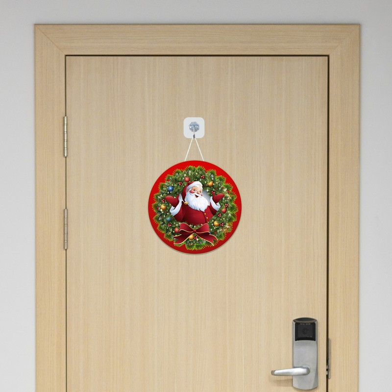 Placa Enfeite Porta Guirlanda Decorativa MDF Adesivado Natal Papai Noel Presépio 25cm