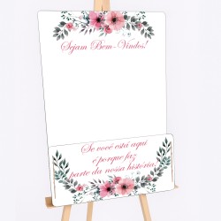 Placa Caixa Floreira Bem Vindos Decoração Eventos MDF Adesivado 40x60cm