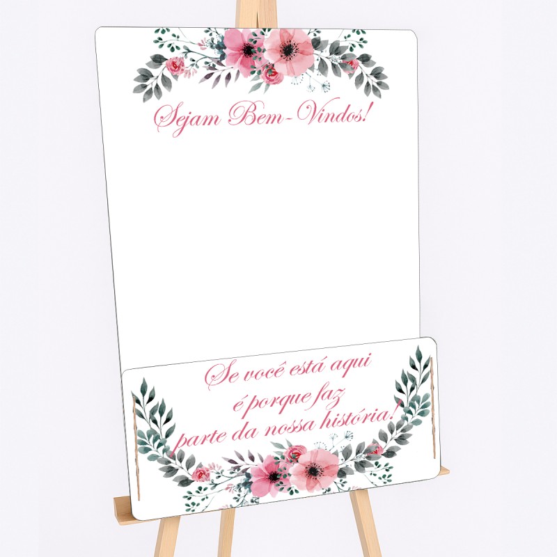 Placa Caixa Floreira Bem Vindos Decoração Eventos MDF Adesivado 40x60cm