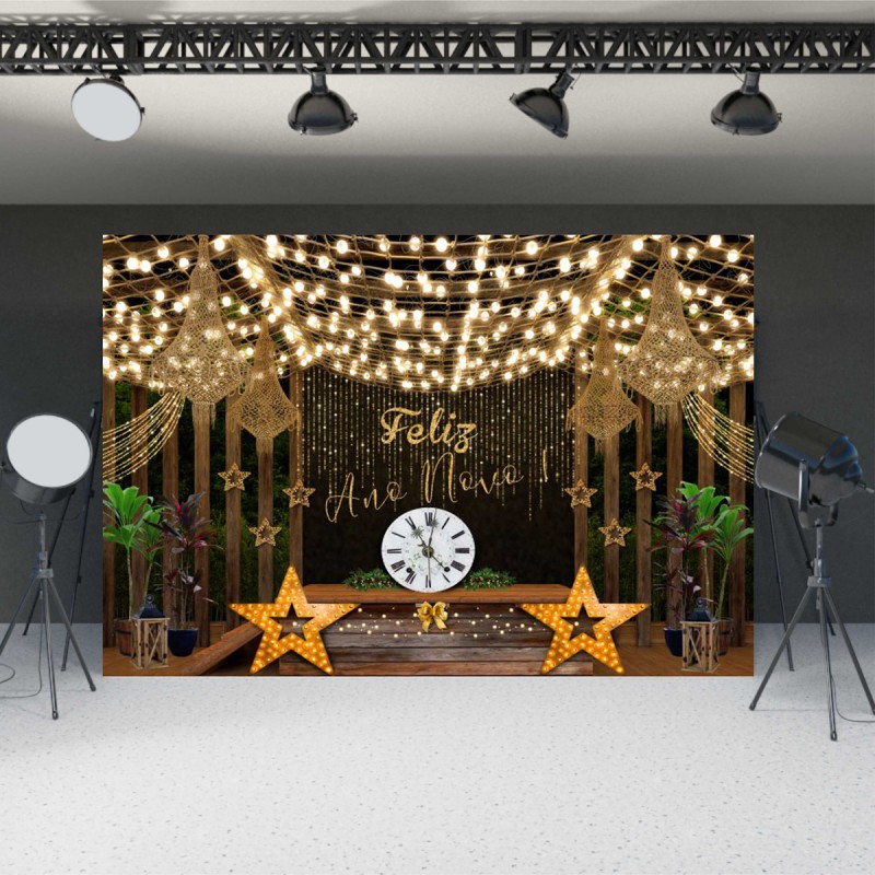 Fundo Fotográfico Ano Novo Cenário Tecido