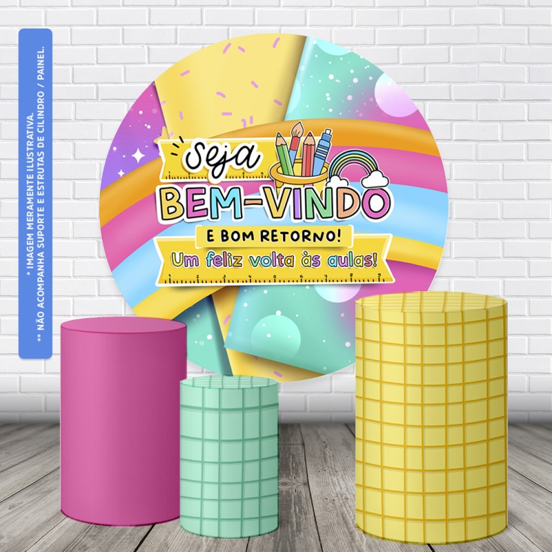 Trio Capas Cilindro + Painel Redondo Volta As Aulas