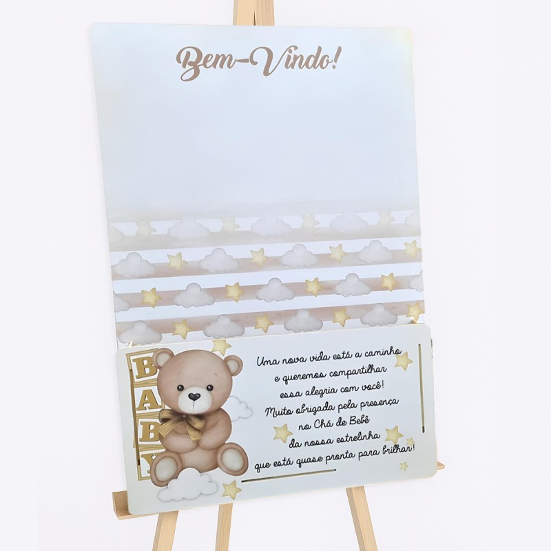 Placa Caixa Floreira Chá de Bebê Decoração Eventos MDF Adesivado 40x60cm