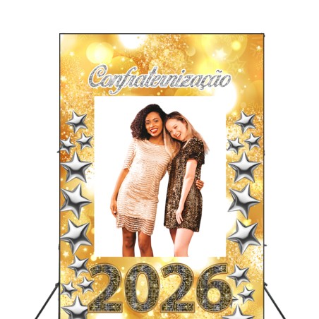 Painel Fundo Interativo Ano Novo Tecido Vazado Decoração 1,50x2,20m