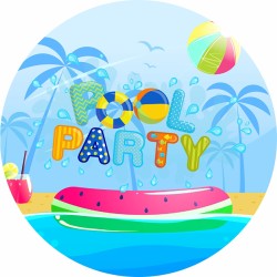 Painel Festa Redondo C/ Elástico 1,50m Pool Party