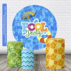 Trio Capas Cilindro + Painel Redondo 1,50m Pool Party