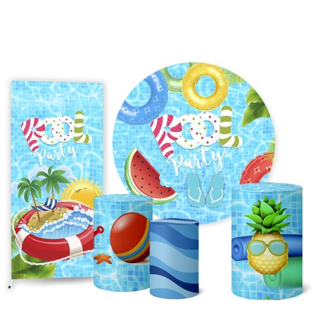Trio Capas Cilindro + Painel Redondo + Lateral Pool Party