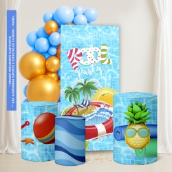 Trio Capas Cilindro + Painel Lateral Romano Pool Party