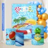 Trio Capas Cilindro + Painel Retangular 1,50x2,0m Pool Party