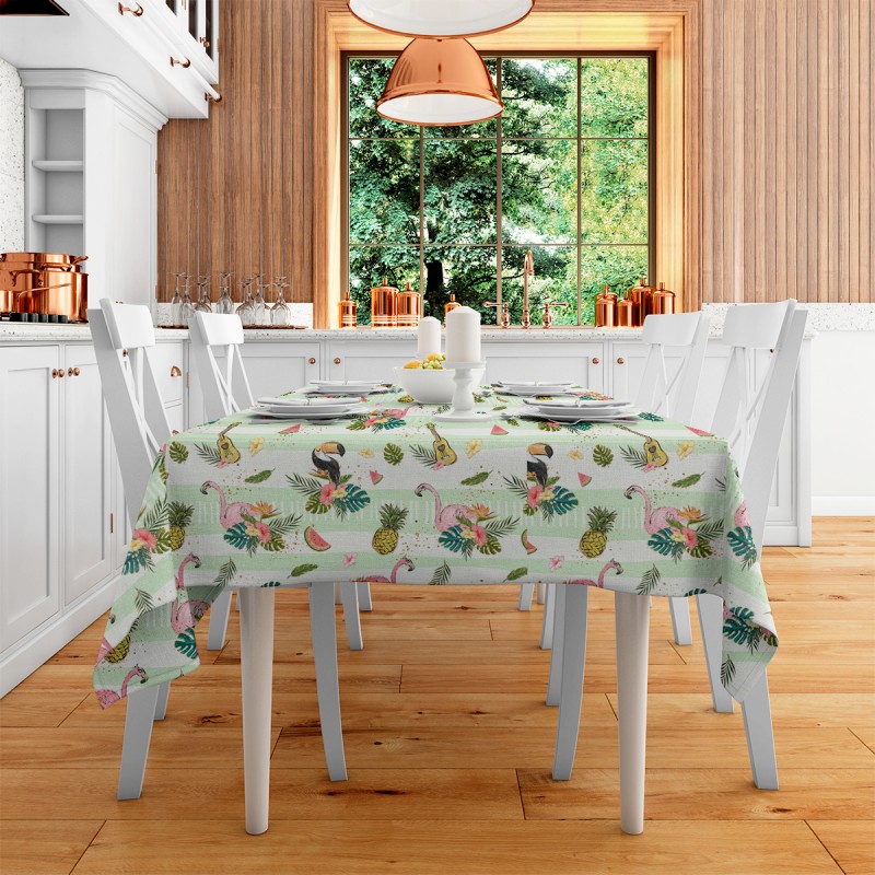 Toalha de Mesa Tropical Retangular Microfibra 2,20 x 1,45m