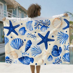 Canga Saída de Praia Colorida Poliéster Tecido Verão Fundo do Mar Estampado 0,95 x 1,40m