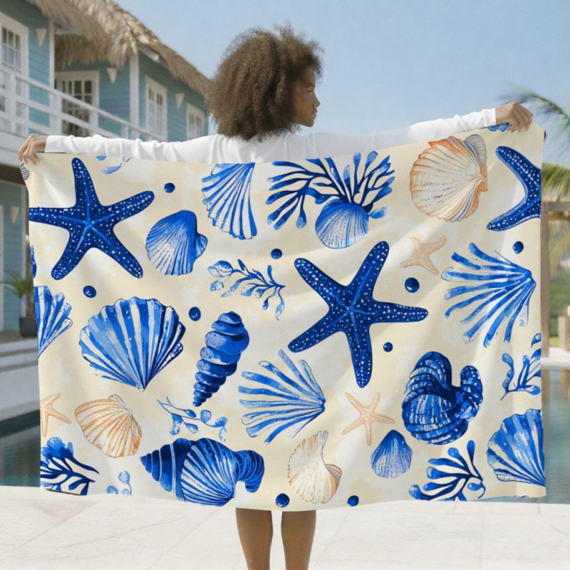 Canga Saída de Praia Colorida Poliéster Tecido Verão Fundo do Mar Estampado 0,95 x 1,40m