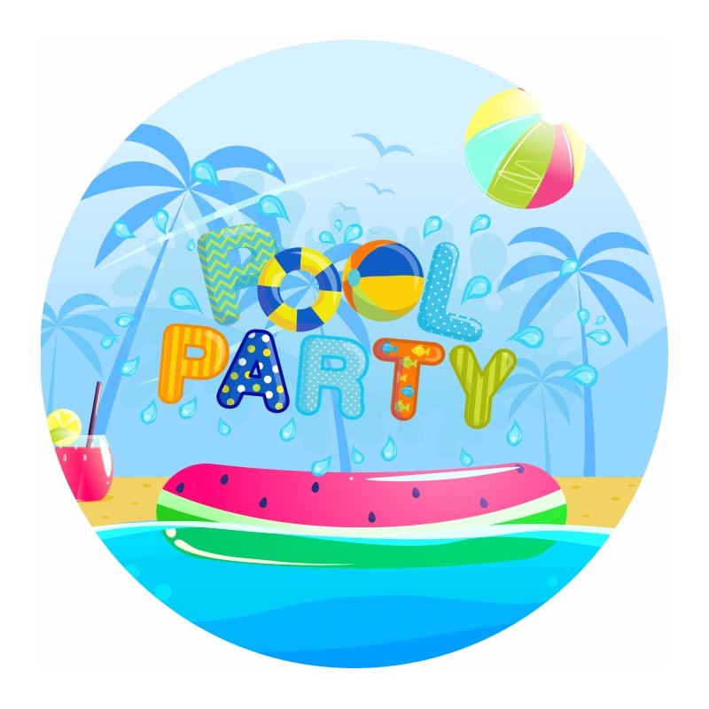 Painel Redondo Pool Party - 1 unidade - JM Festas - Artigos decorativos de  festas