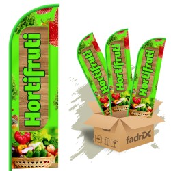 Wind Banner Dupla Face 3mt Completo Hortifrúti Kit C/ 3unds