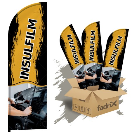 Wind Banner Dupla Face 3mt Completo Insulfilm Kit C/ 3unds