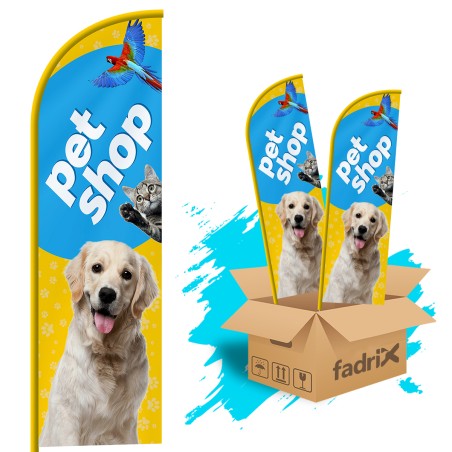 Wind Banner Dupla Face 3mt Pet Shop Kit C/ 2unds