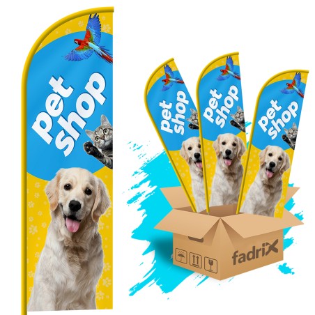 Wind Banner Dupla Face 3mt Pet Shop Kit C/ 3unds