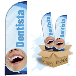 Wind Banner Dupla Face 3mt Completo Dentista Kit C/ 2unds