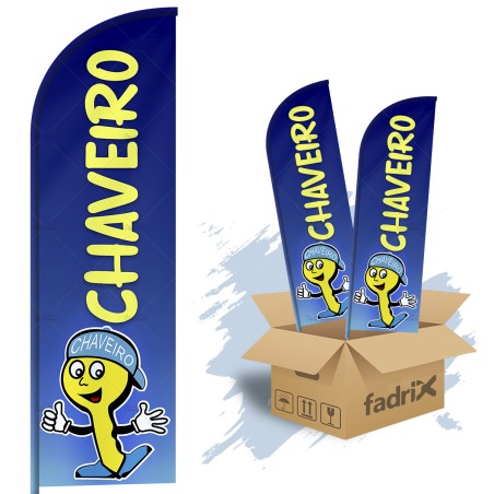Wind Banner Dupla Face 3mt Completo Chaveiro Kit C/ 2unds